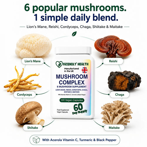 Friendly Health Mushroom Complex | 120 Capsules | Made in UK