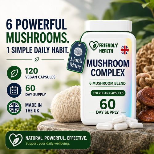 Friendly Health Mushroom Complex | 120 Capsules | Made in UK
